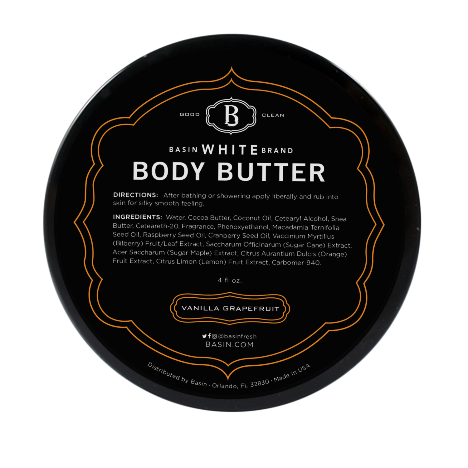 Vanilla Grapefruit Body Butter (Basin White)